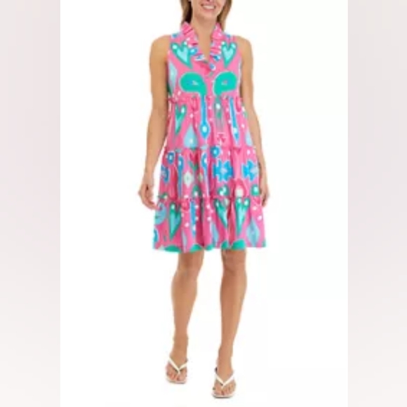 SOLD!Reg $90 Crown and Ivy Sleeveless Ruffle V neck printed tiered dress size 3X - Picture 3 of 5
